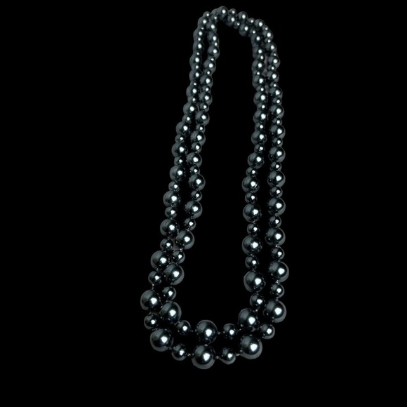 Jewelry - Gunmetal Grayish Black Faux Pearl Long Necklace